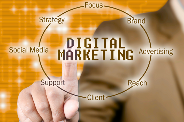 Digital marketing campaign analytics dashboard with graphs and metrics